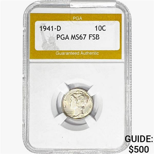 1941-D Mercury Silver Dime PGA MS67 FSB