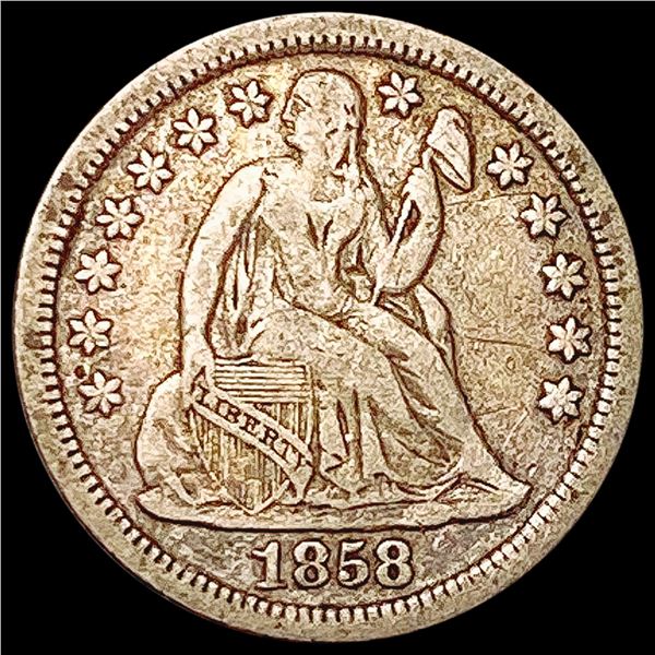 1858 Seated Liberty Dime LIGHTLY CIRCULATED