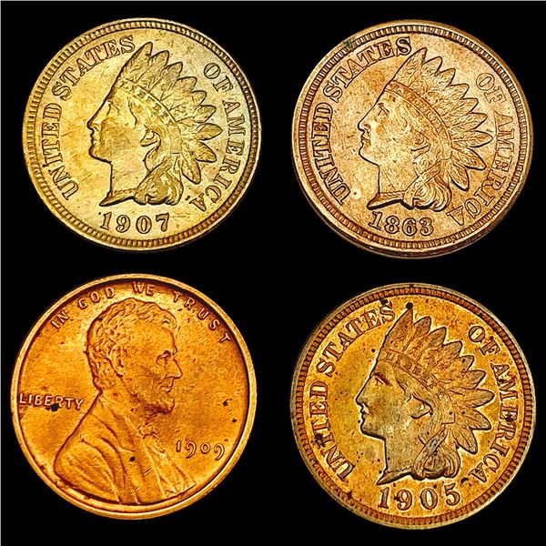 [4] 1863-1909 Varied U.S. Cents CHOICE AU