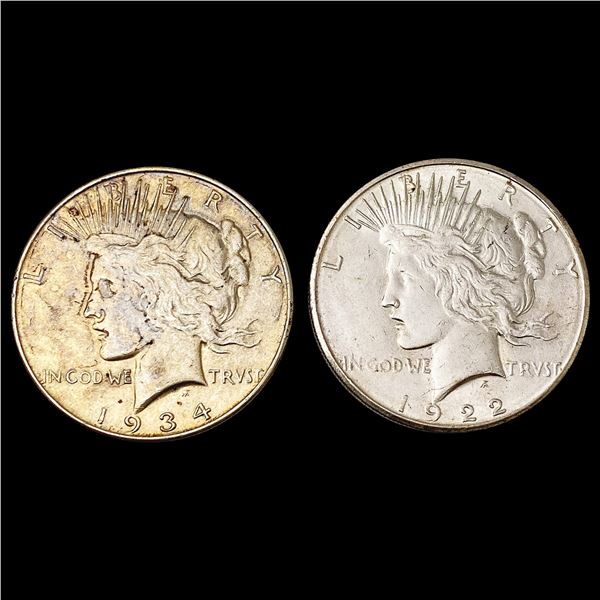 [2] 1922-S&1934 Silver Peace Dollar UNCIRCULATED