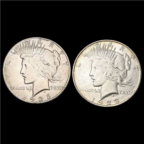 [2] 1923-D&1935-S Silver Peace Dollar UNCIRCULATED