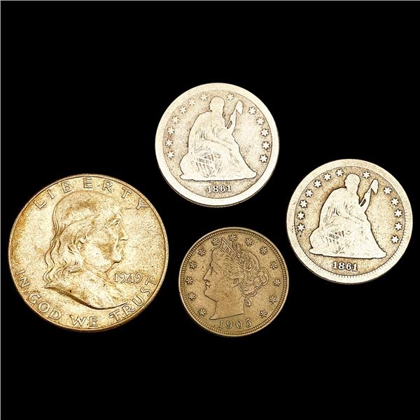 1861-1949 Varied US Type Coin Lot [4 Coins] HIGH GRADE