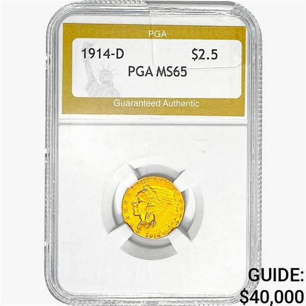 1914-D $2.50 Gold Quarter Eagle PGA MS65