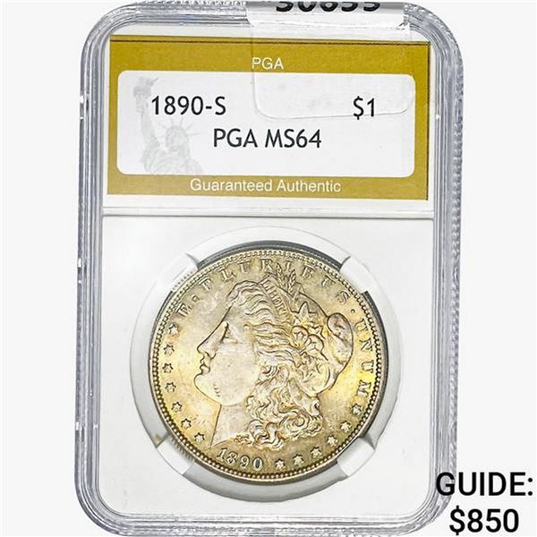 1890-S Morgan Silver Dollar PGA MS64
