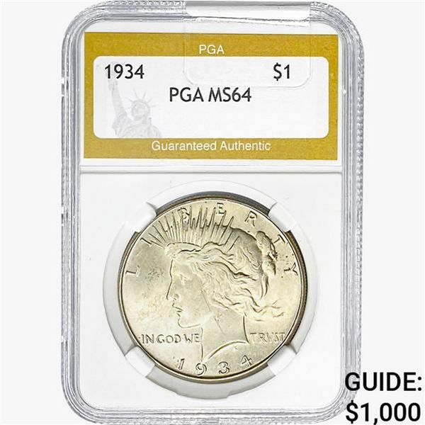 1934 Silver Peace Dollar PGA MS64