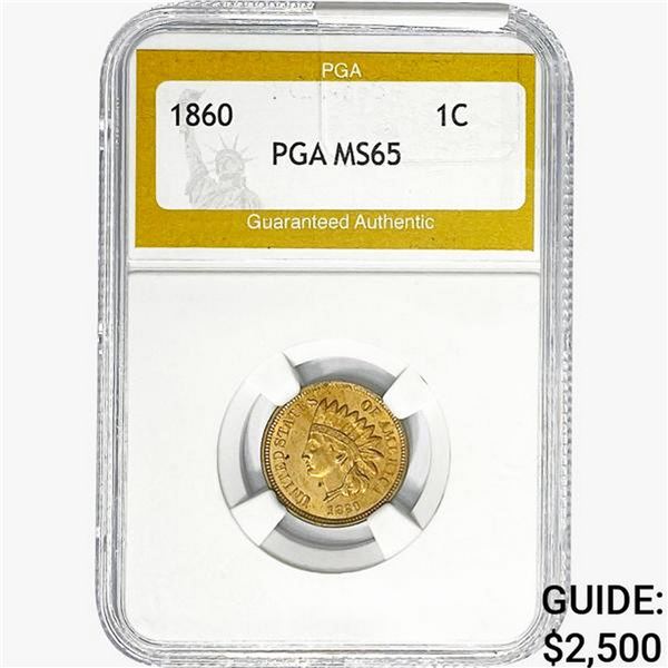 1860 Indian Head Cent PGA MS65 Pointed Bust