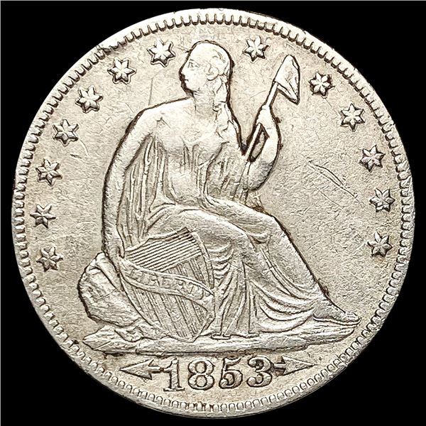 1853-O Arrows Rays Seated Liberty Half Dollar NEARLY UNCIRCULATED