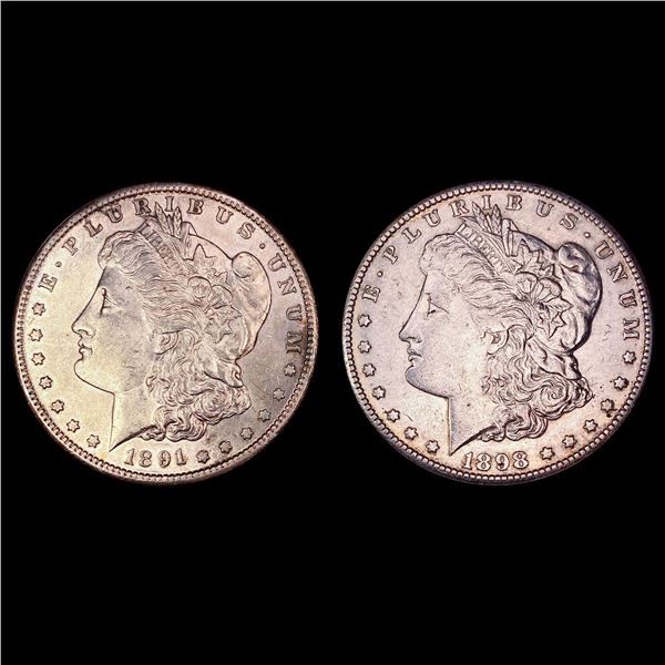 [2] 1891-S&1898-S Morgan Silver Dollar UNCIRCULATED