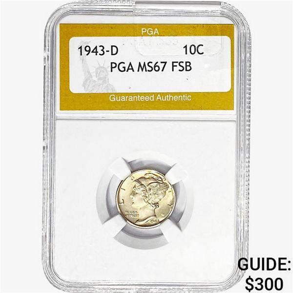 1943-D Mercury Silver Dime PGA MS67 FSB
