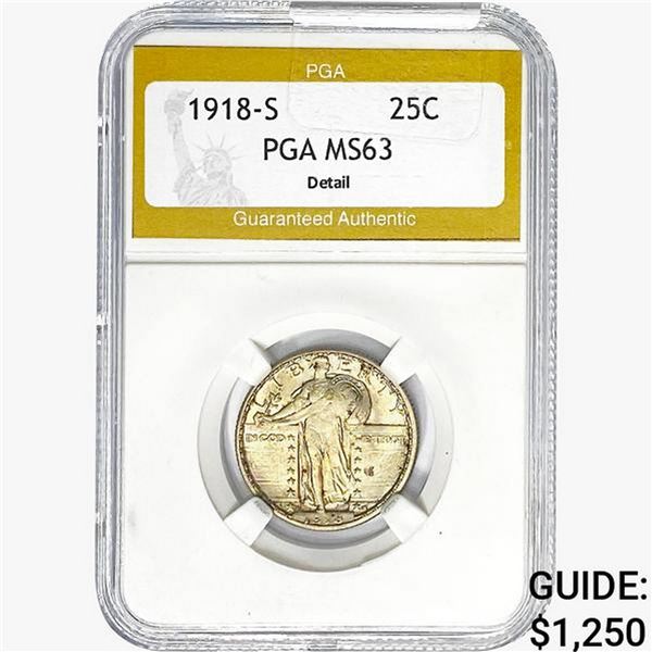 1918-S Standing Liberty Quarter PGA MS63 DETAIL