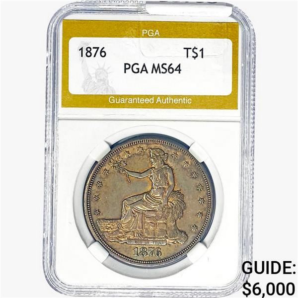 1876 Silver Trade Dollar PGA MS64
