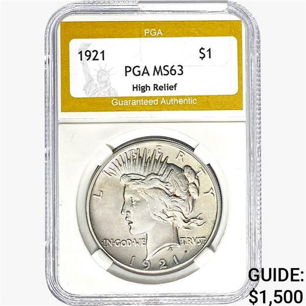 1921 Silver Peace Dollar PGA MS63 HR