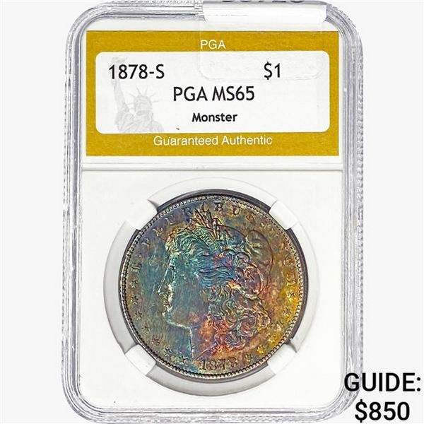 1878-S Morgan Silver Dollar PGA MS65 MONSTER