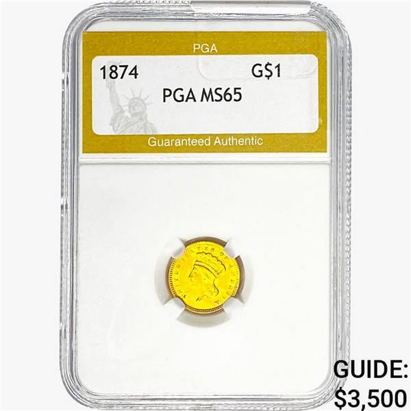 1874 Rare Gold Dollar PGA MS65