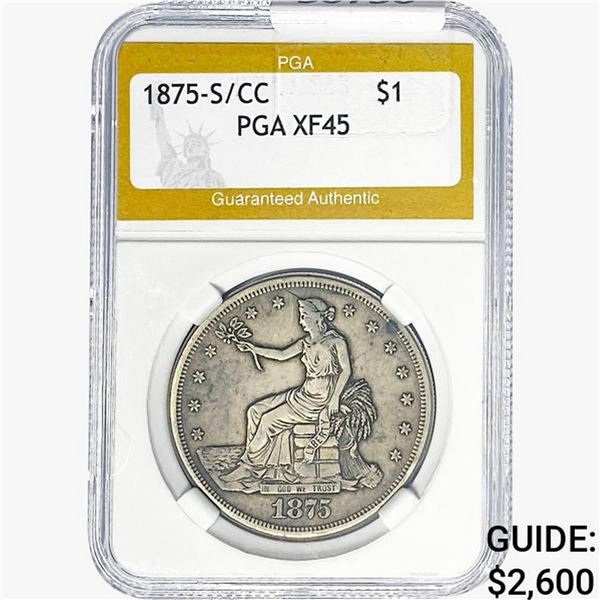 1875-S/CC Silver Trade Dollar PGA XF45