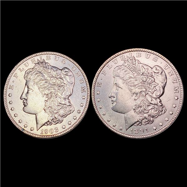 1891 & 1903 [2] Morgan Silver Dollar UNCIRCULATED