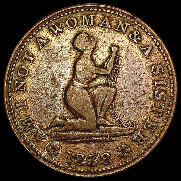 1838 Hard Times Token LIGHTLY CIRCULATED