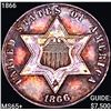 1866 Silver Three Cent GEM BU +