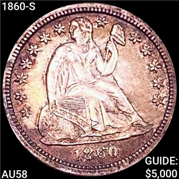 1860-S Seated Liberty Dime CHOICE AU