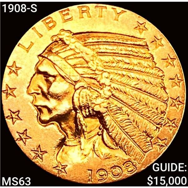 1908-S $5 Gold Half Eagle CHOICE BU