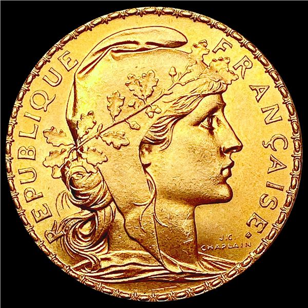 1909 0.1867oz Gold 20 Francs GEM BU