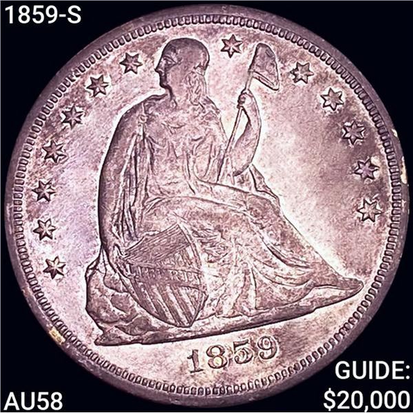 1859-S Seated Liberty Dollar CHOICE AU