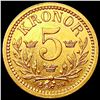 Image 2 : 1883 Sweden 5 Kronor Gold Oscar II UNCIRCULATED