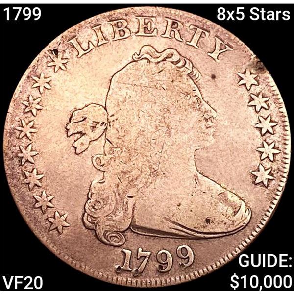 1799 8x5 Stars Draped Bust Dollar LIGHTLY CIRCULATED