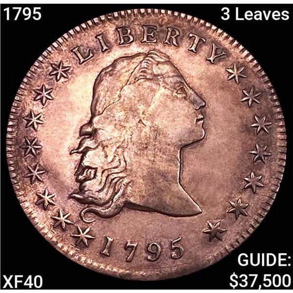 1795 3 Leaves Flowing Hair Dollar NEARLY UNCIRCULATED