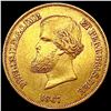 Image 1 : 1867 0.2643oz Gold Brazil 10000 Reis  NEARLY UNCIRCULATED