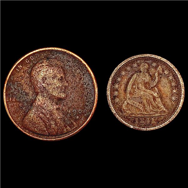 [2] 1841-1909 Varied US Coins 1C - HD LIGHTLY CIRCULATED