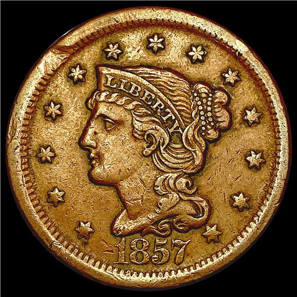 1857 Braided Hair Large Cent CLOSELY UNCIRCULATED