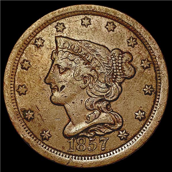 1857 Braided Hair Half Cent CLOSELY UNCIRCULATED