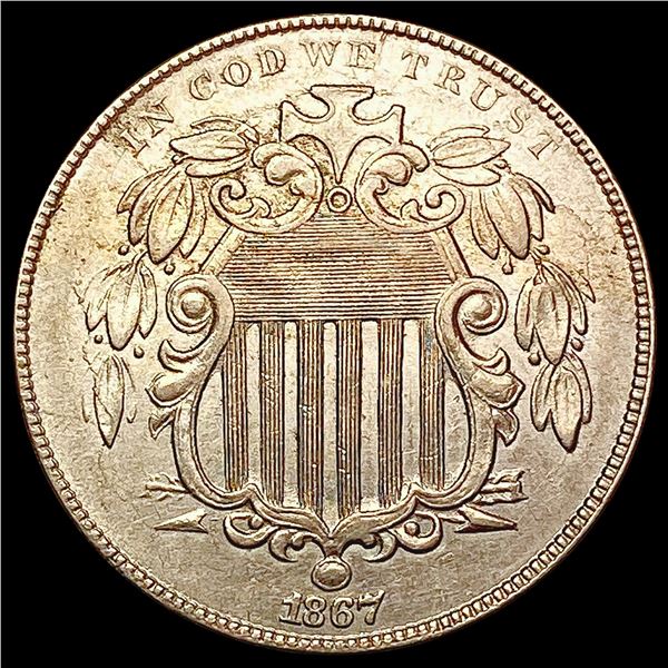 1867 No Rays Shield Nickel CHOICE AU