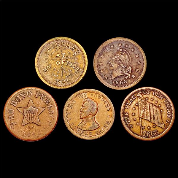 [5] 1863 Assorted U.S. Tokens HIGH GRADE