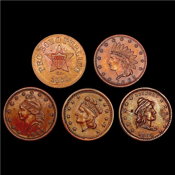 [5] 1863&1864 U.S. World Tokens HIGH GRADE