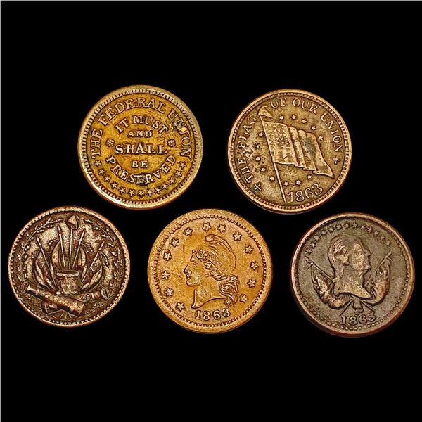 [5] 1863 Varied U.S. Tokens HIGH GRADE