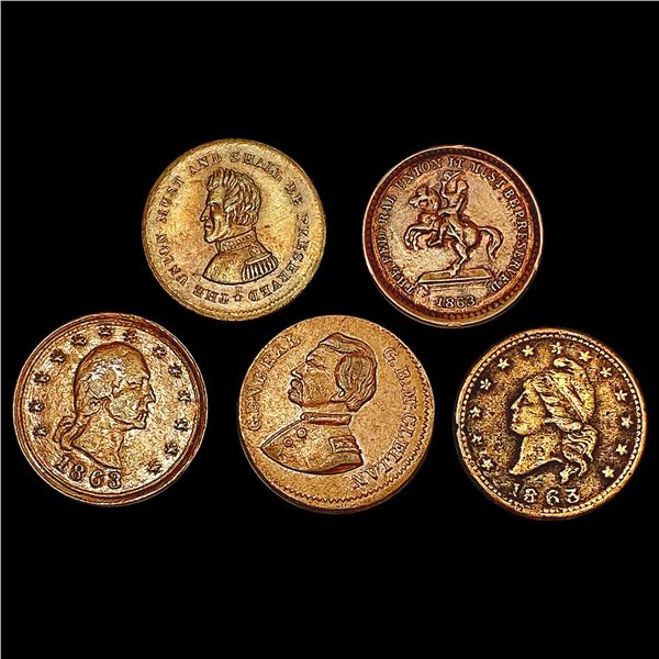 [5] 1863 Varied U.S. Tokens HIGH GRADE