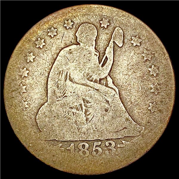 1853-O Arrows and Rays Seated Liberty Quarter NICELY CIRCULATED