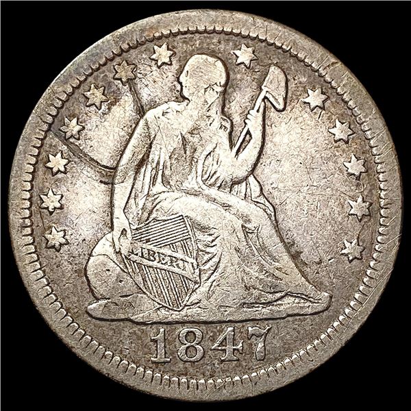 1847 O Seated Liberty Quarter NICELY CIRCULATED
