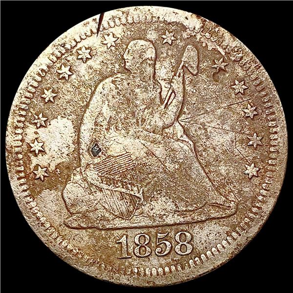 1858-S Seated Liberty Quarter NICELY CIRCULATED