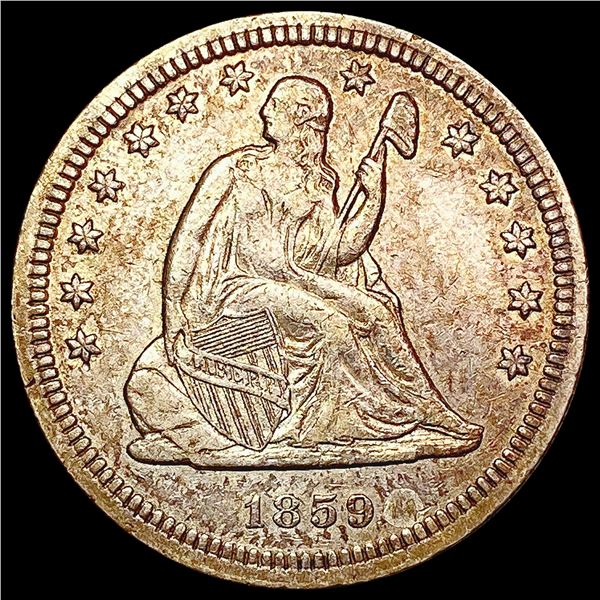 1859 Seated Liberty Quarter NEARLY UNCIRCULATED