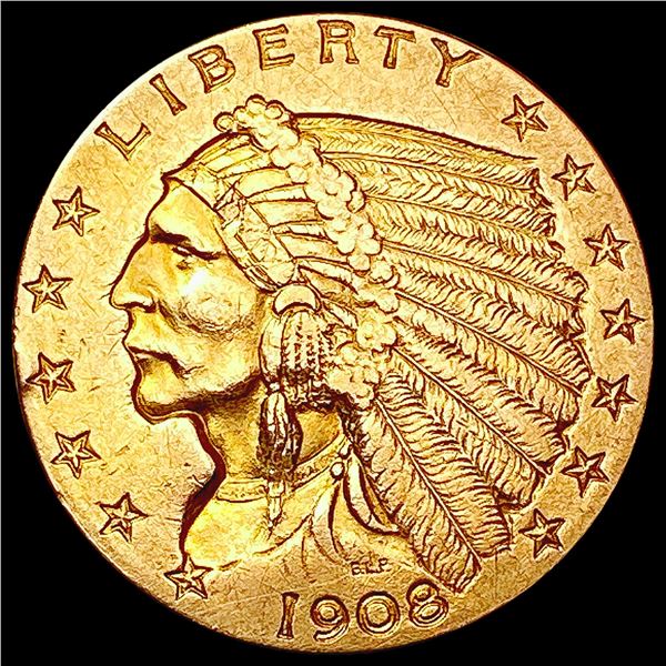 1908 $2.50 Gold Quarter Eagle CLOSELY UNCIRCULATED
