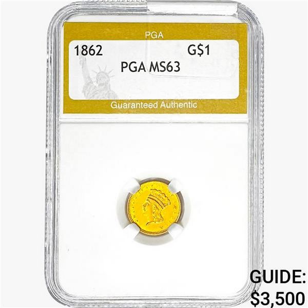 1862 Rare Gold Dollar PGA MS63