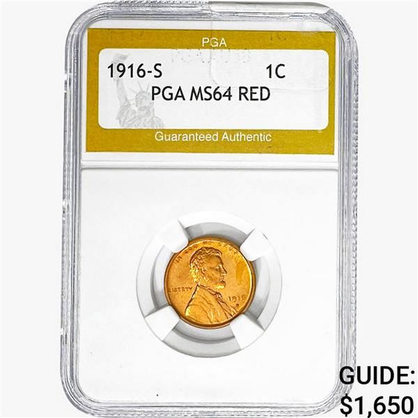 1916-S Wheat Cent PGA MS64 RED