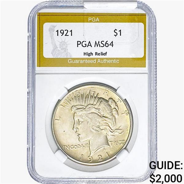 1921 Silver Peace Dollar PGA MS64 HR