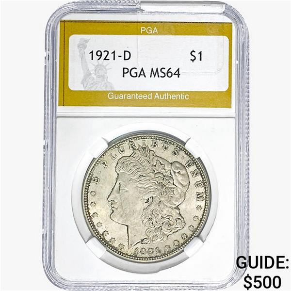 1921-D Morgan Silver Dollar PGA MS64