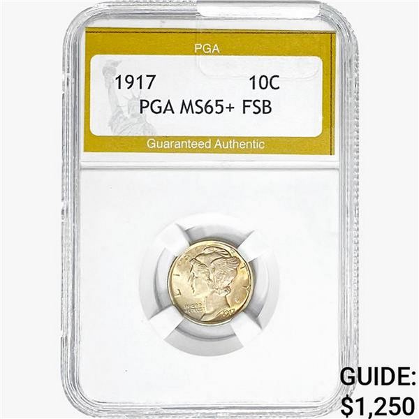 1917 Mercury Silver Dime PGA MS65+ FSB