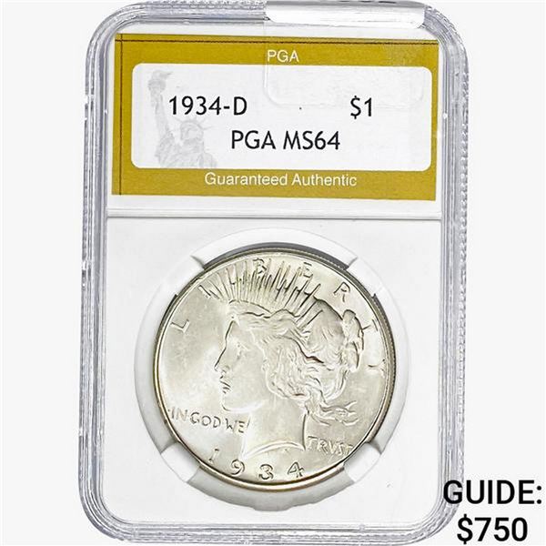 1934-D Silver Peace Dollar PGA MS64