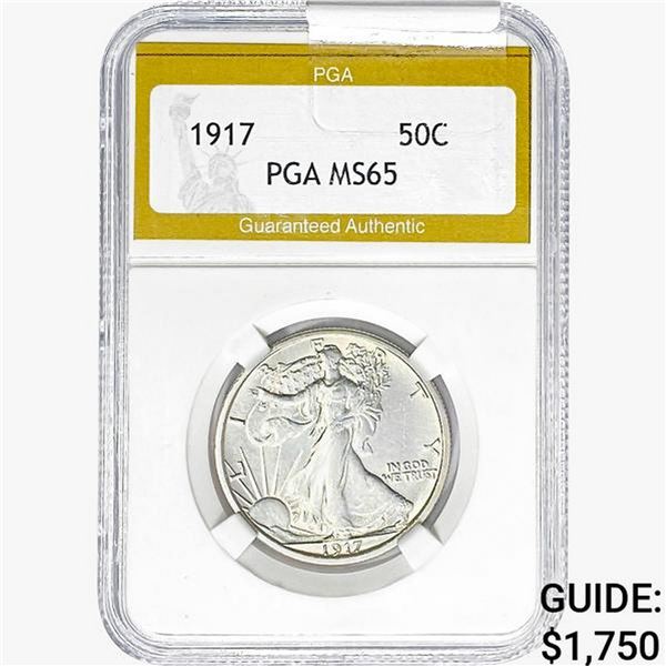 1917 Walking Liberty Half Dollar PGA MS65